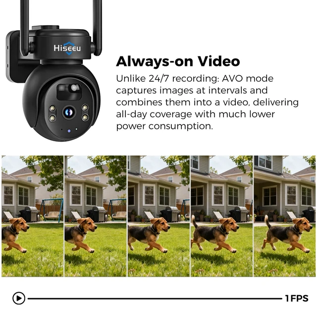 Alt view image 5 of 7 - Hiseeu 4G LTE Cellular Security Camera Solar Powered, No WiFi Security Camera Wireless Outdoor, 24/7, PIR Motion, 2 Way Talk, 360° PT, 2K Color Night Vision, 32G SD & SIM Card Included