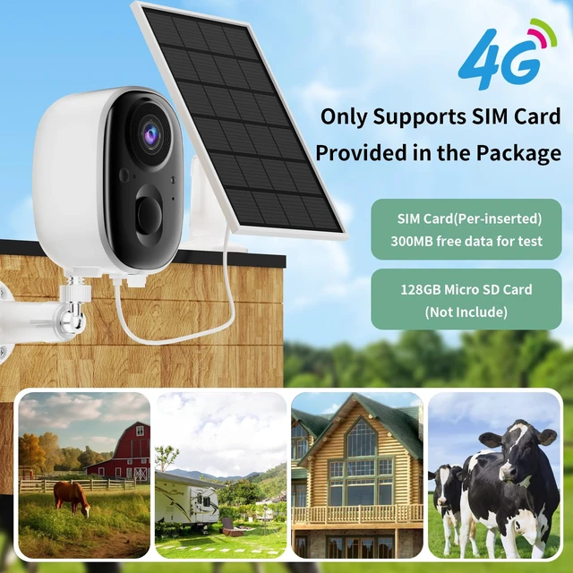 Alt view image 2 of 7 - 4G LTE Cellular Security Camera No WiFi Wireless Outdoor Solar Powered 2K | Waterproof Color Night Vision PIR Motion Sensor 2 Way Talk Built in Sim Card for Bird Feeder Jobsite Farm Ranch Cabin RV