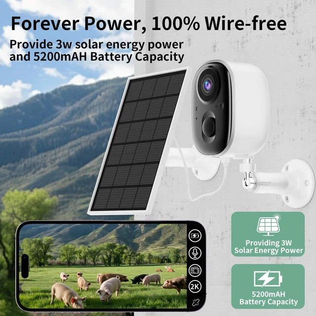 Alt view image 4 of 7 - 4G LTE Cellular Security Camera No WiFi Wireless Outdoor Solar Powered 2K | Waterproof Color Night Vision PIR Motion Sensor 2 Way Talk Built in Sim Card for Bird Feeder Jobsite Farm Ranch Cabin RV