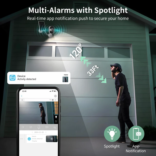 Alt view image 5 of 7 - 4G LTE Cellular Security Camera No WiFi Wireless Outdoor Solar Powered 2K | Waterproof Color Night Vision PIR Motion Sensor 2 Way Talk Built in Sim Card for Bird Feeder Jobsite Farm Ranch Cabin RV
