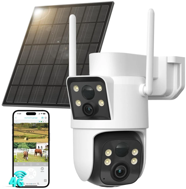 Main image of LIWAN 4G LTE Cellular Security Camera, Dual Lens, No WiFi Needed | Off-Grid Solar Cam Wireless Outdoor, 360° PTZ & Fixed Dual Views, 2K Vision, PIR Detection, IP66, Built-in SIM Card