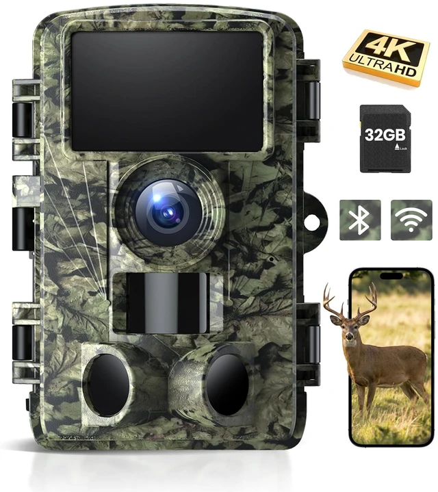 Main image of Zonetiger Trail Camera - 4K 48MP WiFi Game Camera with Night Vision, 0.05s Trigger Motion Activated, IP66 Waterproof, 130 Wide-Angle Bluetooth App No Glow Infrared LEDs for Outdoor Wildlife, Green