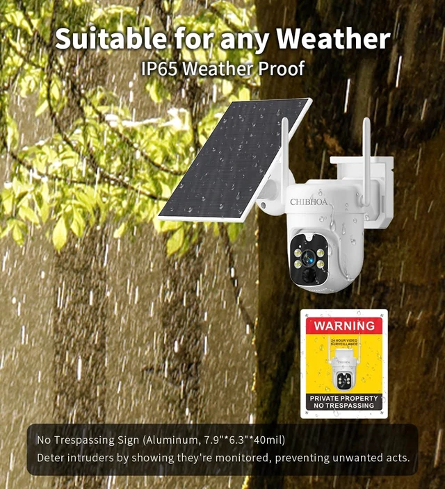 Alt view image 5 of 7 - CHIBHOA 4G LTE Solar Camera, NO WiFi Needed, 2K Color Night Vision | Wireless Cellular Security. Includes SIM & 32GB SD. 360° View, PIR Motion Detection. Siren & 2-Way Audio.