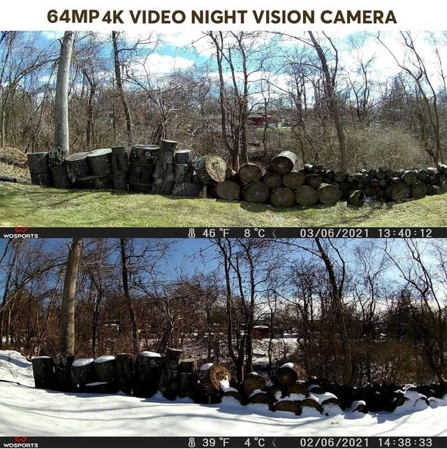 Alt view image 2 of 6 - WOSPORTS Trail Camera(Non-Cellular Non-WiFi) 64MP 4K 0.2S Trigger Motion Activated,Game Camera with No-Glow Night Vision 2.0''LCD 120°Wide for Outdoor Scouting Wildlife Monitoring Home Security