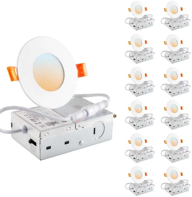 Main image of DINGLILIGHTING LED Recessed Ceiling Light: 12pc 3inch - White
