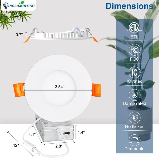 Alt view image 6 of 7 - DINGLILIGHTING LED Recessed Ceiling Light: 12pc 3inch - White