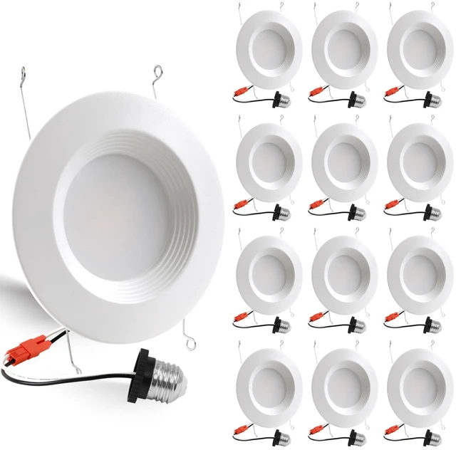 Main image of Energetic LED Can Light 5/6 Inch Dimmable, 12W=150W, Daylight 5000K, 1000LM, IC Rated & ETL Listed, LED Recessed Lighting Retrofit Downlight, Metal Baffle Trim, Wet Rated, 12 Pack