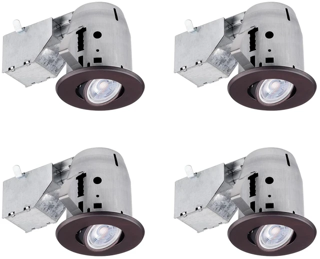 Main image of Globe Electric 3 in. Oil Rubbed Bronze Swivel Recessed LED Kit (4-Pack), LED Bulbs Included