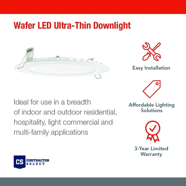 Alt view image 2 of 7 - Juno 4" LED Recessed Light, 5-in-1 CCT, Ultra-Thin Flat Trim, Black, 1-Pk | Matte Black Round Wafer Downlight, 5-in-1 Switchable White Color Temperature, 120 Volts, 1-Pack (WF4 SWW5 90CRI MB M6)