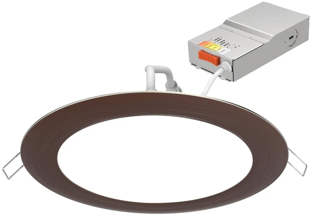 Main image of Juno Wafer Downlight LED Recessed Lighting, Switchable Color Temperature 2700K/3000K/3500K/4000K/5000K, 120 Volts, Triac Dimming, 6 Inch Ultra Thin Trim, Oil Rubbed Bronze