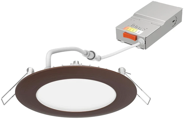 Alt view image 6 of 7 - Juno Wafer Downlight LED Recessed Lighting, Switchable Color Temperature 2700K/3000K/3500K/4000K/5000K, 120 Volts, Triac Dimming, 6 Inch Ultra Thin Trim, Oil Rubbed Bronze