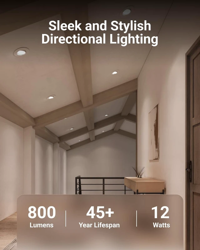 Alt view image 2 of 5 - Sunco 4 Pack 6 Inch Gimbal LED Recessed Light Adjustable, 12W=60W 5CCT | 800LM, Selectable CCT 2700K/3000K/3500K/4000K/5000K, Dimmable, Adjustable Angle Retrofit Downlight Trim for Sloped Ceilings