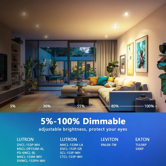 Alt view image 3 of 7 - LVWIT 6 Inch Recessed Lights, 5CCT LED Can Lights, Dimmable, 6 Pack,Black | 2700/3000/4000/5000/6000K Selectable,9W=120W,1000LM,Easy Install Retrofit Recessed Lighting 6 Inch With E26,IC Rated & ETL