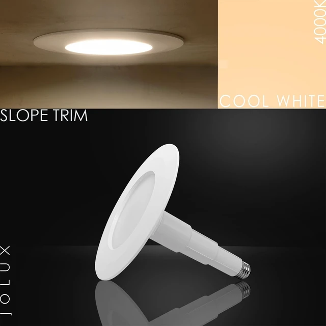 Alt view image 2 of 7 - Jolux 4-Pack 5/6 Inch LED Can Lights Retrofit Recessed Lighting | 4000K Cool White,12W=60W,800LM,Dimmable,Simple Installation Adjustable Retrofit Downlight,ETL Damp Rated,Bevel Trim