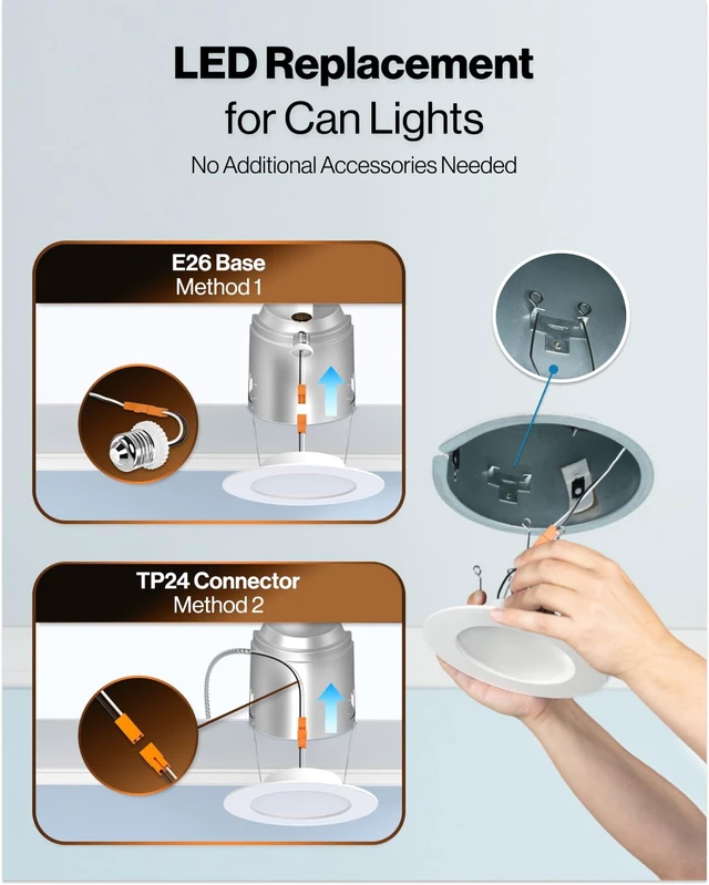 Alt view image 6 of 7 - Sunco 6 Pack 6 Inch Retrofit LED Recessed Lights with Night Light, 5CCT | 1000LM, Selectable CCT 2700K/3000K/4000K/5000K/6000K, Dimmable, 12W, Can Ceiling Recessed Downlight, Built-in Night Light
