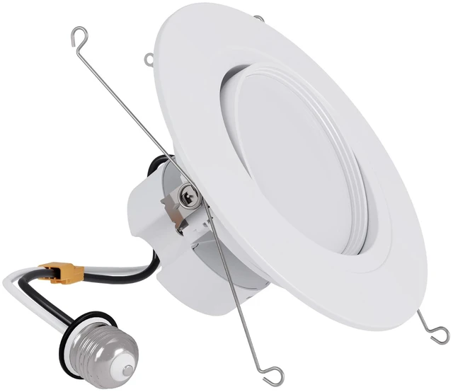 Main image of HALO RA 6 inch LED Recessed Lighting Retrofit Gimbal Trim 5CCT 600/900lm | Baffle adjustable LED trim, low glare, wet-rated for showers and outdoor use, Dims to 5% + dim to warm, 35 ° tilt 360° rotate