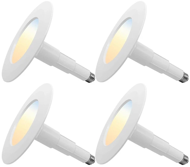 Main image of Jolux 4-Pack 5/6 Inch 5CCT Retrofit LED Recessed Lighting Can Lights | 2700K-5000K Selectable,CRI90+,12W=60W,800LM,Dimmable,Simple Installation Adjustable Retrofit Downlight,Bevel Trim,E26 Base