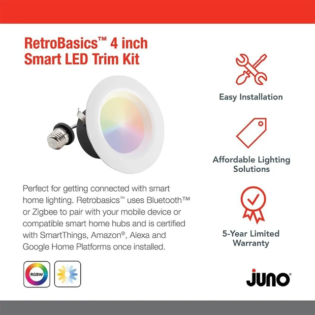 Alt view image 2 of 7 - Juno RB4SC RGBW MW M6 RetroBasics Retrofit Smart Downlight, Switchable, RGBW, 4-Inch, Matte White