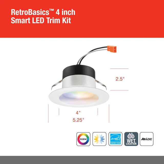 Alt view image 4 of 7 - Juno RB4SC RGBW MW M6 RetroBasics Retrofit Smart Downlight, Switchable, RGBW, 4-Inch, Matte White