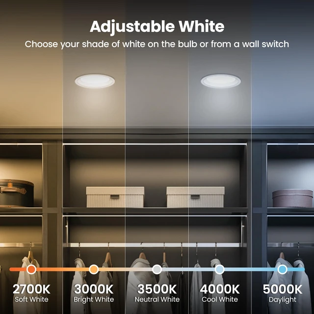 Alt view image 4 of 7 - Feit Electric 4 in LED Recessed Downlight - 5CCT, Dimmable - 4 Pack | High Output 75W Equivalent, 4 Inch, 5CCT 2700K Warm White - 5000K Daylight, Retrofit Recessed Can Lighting LEDR4HO/6WYCA/4