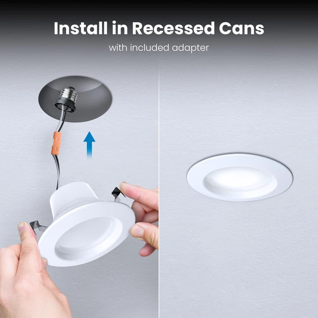 Alt view image 6 of 7 - Feit Electric 4 in LED Recessed Downlight - 5CCT, Dimmable - 4 Pack | High Output 75W Equivalent, 4 Inch, 5CCT 2700K Warm White - 5000K Daylight, Retrofit Recessed Can Lighting LEDR4HO/6WYCA/4
