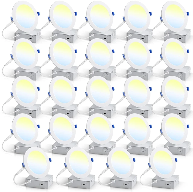 Main image of OHBULBS 6-inch Round Slim Panel Light Fixture - Instant On with Edge-Lit Technology - Dimmable Recessed Lights - CCT & Lumen Output Selectable - OL-08808 (6 Inch, 24, Pack)