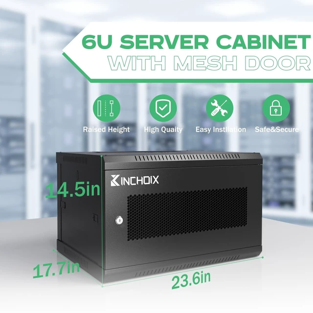 Alt view image 7 of 10 - Kinchoix 6U Server Cabinet Wall Mount Network Rack Enclosure Cabinet Enclosure for Computer Data Networking Electronic Equipment, Removable Side Panels 14.5in Depth