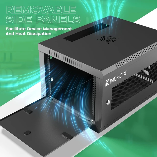Alt view image 10 of 10 - Kinchoix 6U Server Cabinet Wall Mount Network Rack Enclosure Cabinet Enclosure for Computer Data Networking Electronic Equipment, Removable Side Panels 14.5in Depth