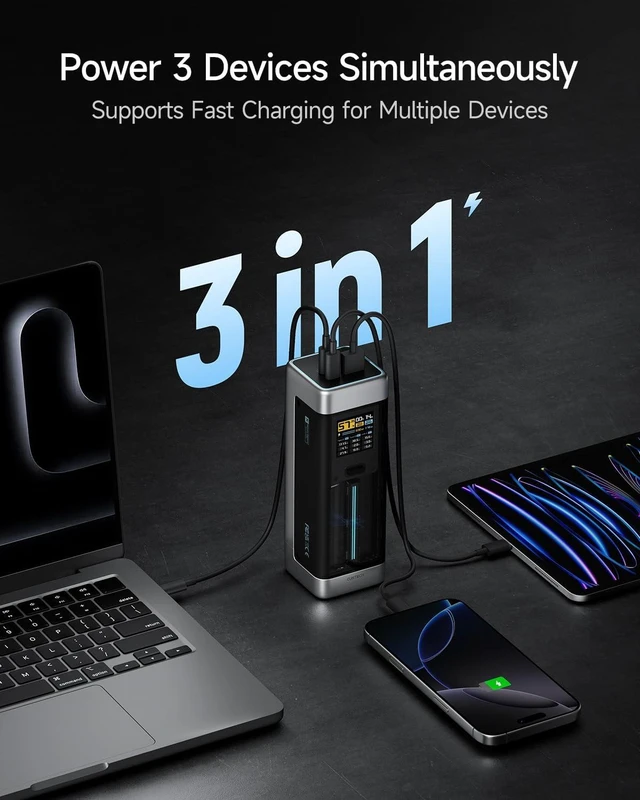 Alt view image 11 of 14 - CUKTECH NO.20 140W Power Bank, 25,000mAh 3-Port Laptop Portable Charger, Fast Charging Battery Pack for Travel and Outdoor Work, Compatible with iPhone 16/15/14 Series, MacBook, Samsung, and More