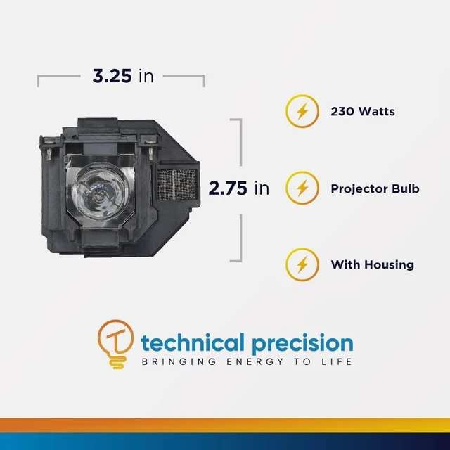 Alt view image 7 of 10 - Technical Precision ELPLP96 Replacement Bulb for Epson Pro EX9220 Wireless 1080p+ WUXGA 3LCD Lamp and Housing Projector Epson Projector Bulb Replacement VS250 Compatible