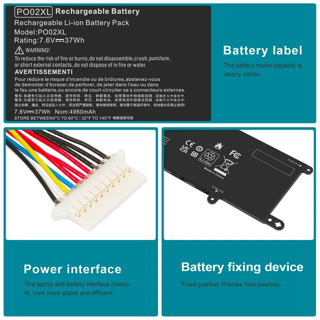 Alt view image 4 of 7 - PO02XL 824560-005 TPN-Q166 Laptop Battery for HP Stream 11-R 11-R014WM 11-R010NR 11-Y 11-AH 11-AK 11-AH011WM 11-ah0xx, Pro G2 G3 G4 G5 P002XL 823908-1C1 824536-850 HSTNN-IB7G HSTNN-DB7G 823908-2C1