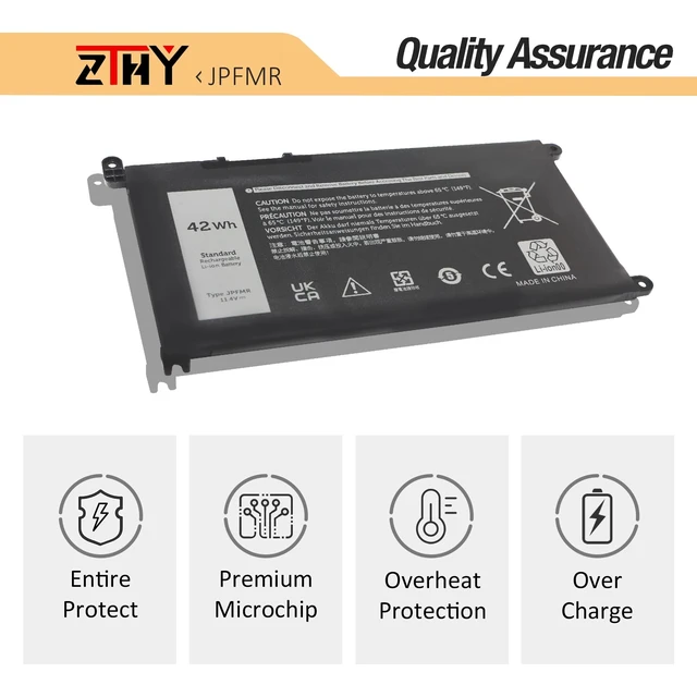 Alt view image 4 of 7 - ZTHY 42Wh JPFMR Battery Replacement for Dell Chromebook 3400 3100 2-in-1 | Chromebook 5488 5493 5593 Laptop P101G P101G001 P29T P29T001 0JPFMR 07GDY 16DPH 65N6H 7T0D3 7MT0R DN33X Battery 11.4V 3-Cell