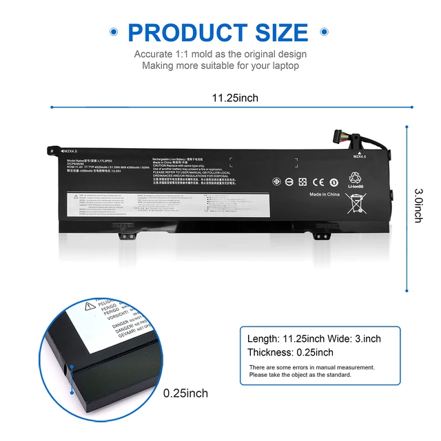 Alt view image 2 of 4 - Wymisnit L17C3PE0 L17L3PE0 Laptop Battery for Lenovo Yoga 730 15 730-15IKB 730-151KB 730-15lKB 730-15IWL 730-151WL 730-15lWL 5B10Q39196 5B10W67214 5B10Q39197 5B10W67390 11.4V 51.5Wh