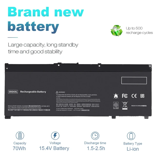 Alt view image 4 of 7 - Futurebatt SR04XL Laptop Battery Compatible with HP Omen 15-DC Series, Replacement for SR03XL, 917724-855, HSTNN-DB7W, 15-DC0051NR, 15-DC1088NR, 15-CE019DX, 15-CX0056WM15-CE020A