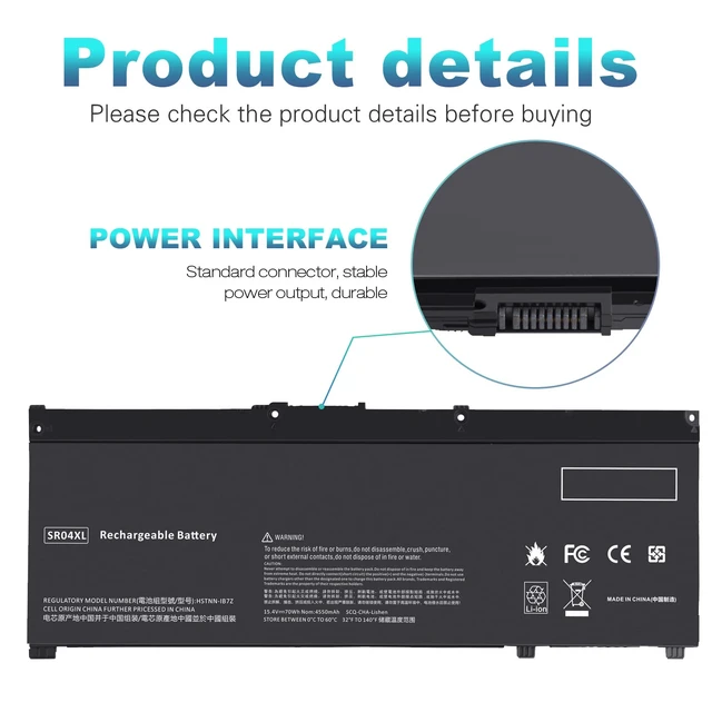 Alt view image 5 of 7 - Futurebatt SR04XL Laptop Battery Compatible with HP Omen 15-DC Series, Replacement for SR03XL, 917724-855, HSTNN-DB7W, 15-DC0051NR, 15-DC1088NR, 15-CE019DX, 15-CX0056WM15-CE020A