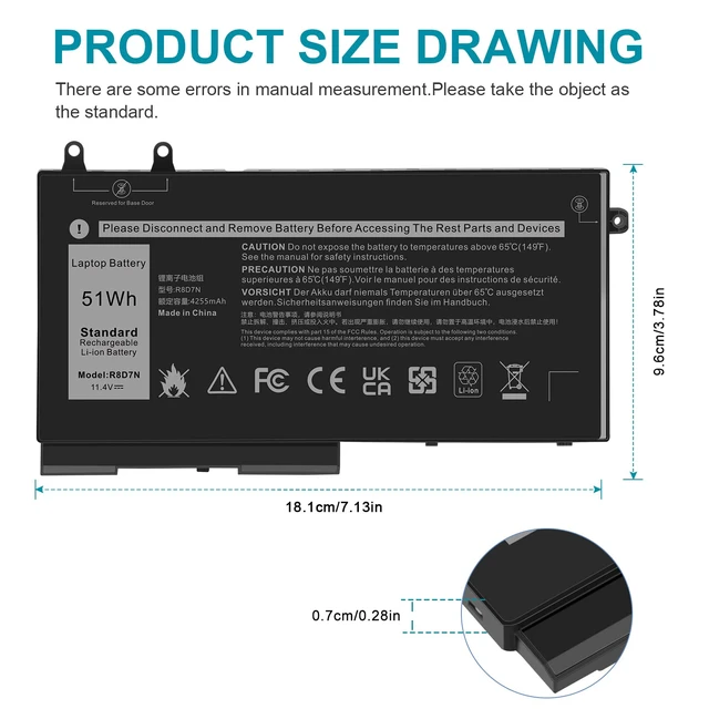 Alt view image 3 of 7 - R8D7N 4GVMP 1V1XF Laptop Battery Compatible with Dell Precision 3540 M3550 Latitude 5400 5410 5500 5510 Inspiron 7590/7591/7791 2-in-1 Series P80F P80F001 P84F H82T6 0C5GV2 W8GMW 0W8GMW 0R8D7N