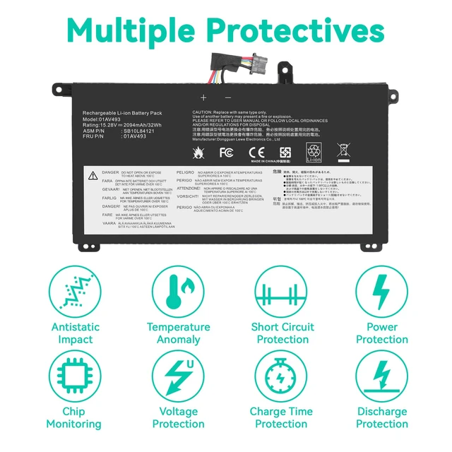 Alt view image 4 of 6 - Futurebatt 00UR891 01AV493 SB10L84122 Laptop Battery Replacement for Lenovo ThinkPad T570 T580 P51S P52S Series 00UR890 00UR892 SB10L84121 SB10L84122 SB10L84123