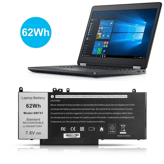 Alt view image 4 of 6 - TREE.NB E5470 E5570 Battery 62WH 6MT4T Battery for Dell Latitude 14 5470 E5470 15 5570 E5570 Notebook 15.6" Part Number:7V69Y TXF9M 79VRK 07V69Y 7.6V 4-Cell