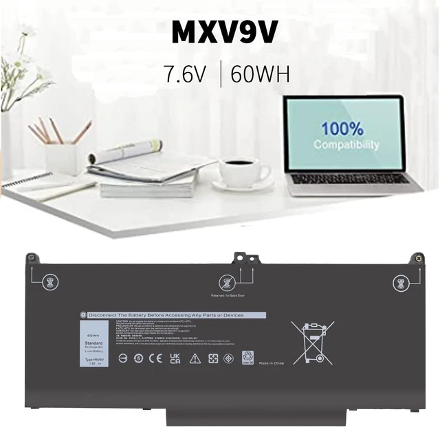 Alt view image 2 of 7 - 60Wh MXV9V Battery For Dell Latitude 5300 5310 7300 7400 E5300 E7300 E7400 | Latitude 5300/5310 2-in-1, for dell inspiron 7300/7306 2-in-1 Series N2K62 5VC2M 829MX 0X2YT 23VP6 P96G P97G P99G P100G