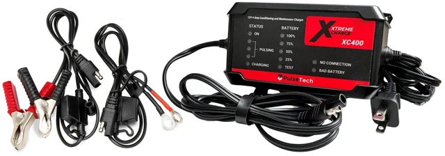 Main image of PulseTech XC400 Xtreme Charge 4 AMP Smart Battery Charger & Maintainer | Test, Charge, Condition and Maintain All Types of 12V Lead-Acid Batteries