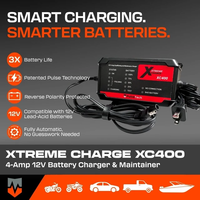 Alt view image 4 of 7 - PulseTech XC400 Xtreme Charge 4 AMP Smart Battery Charger & Maintainer | Test, Charge, Condition and Maintain All Types of 12V Lead-Acid Batteries