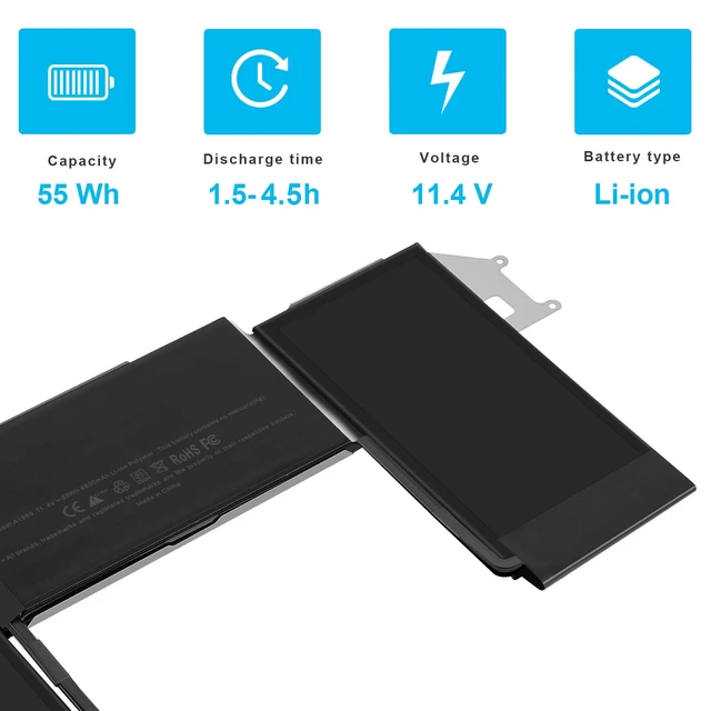 Alt view image 5 of 7 - A1965 Laptop Battery for MacBook Air 13" Retina A1932 (2018 2019, Early 2020) A2179 EMC 3184 3302 MacBook Air8,1 8,2 9,1 MRE82 MRE92 MVFH2 MWTJ2 MVH22 MVFM2 MVFK2 MREE2 MREC2 MREA2 MREF2 MUQT2 MUQU2