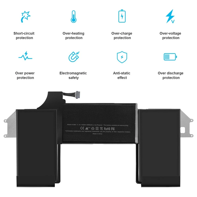 Alt view image 6 of 7 - A1965 Laptop Battery for MacBook Air 13" Retina A1932 (2018 2019, Early 2020) A2179 EMC 3184 3302 MacBook Air8,1 8,2 9,1 MRE82 MRE92 MVFH2 MWTJ2 MVH22 MVFM2 MVFK2 MREE2 MREC2 MREA2 MREF2 MUQT2 MUQU2