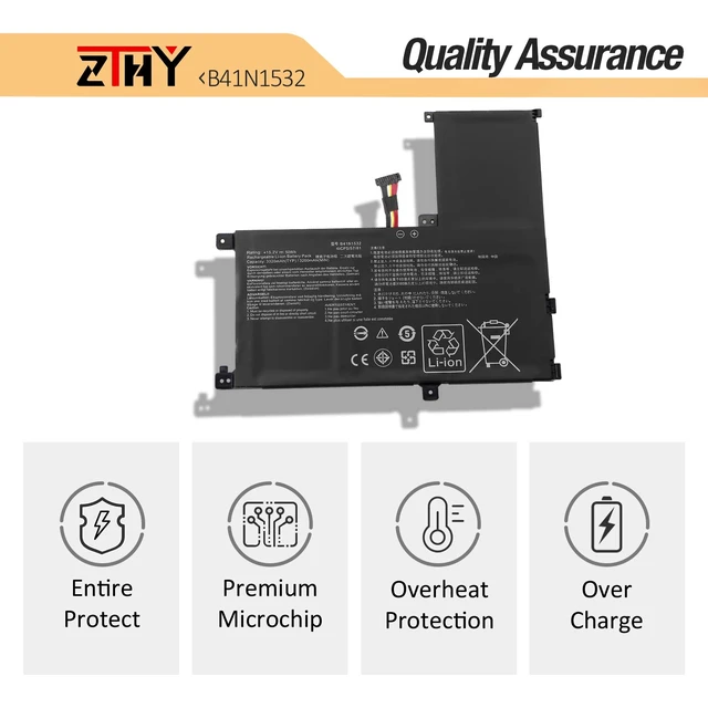 Alt view image 3 of 7 - B41N1532 Laptop Battery Replacement for Asus Q504U Q504UA Q504UAK Q534UA | Zenbook Flip UX560 UX560UA UX560UAK UX560UA-FZ014T UX560UQ-FJ051T Q504UA-BBI5T12 BHI5T13 BHI7T21 B41BK25 B41Bl95 15.2V 50Wh