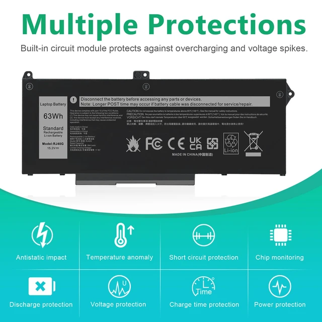 Alt view image 6 of 7 - ASUNCELL RJ40G 63Wh Laptop Battery Replacement for Dell Latitude 15 5520 Latitude 14 5420 Precision 15 3560 Series M033W 01K2CF 075X16 WY9DX P137G P137G001 P104F P104F001 0WK3F1 0M3KCN 15.2V 3941mAh