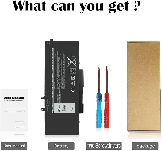 Alt view image 6 of 6 - Gomarty 68Wh 3HWPP Laptop Battery for Dell Latitude Precision Inspiron | for Latitude 5410 5510 5501 5401 5411 5511 Precision 3541 3551 Inspiron 7706 7500 7506 2-in-1 Black JG75F 10X1J N2NLL 1VY7F