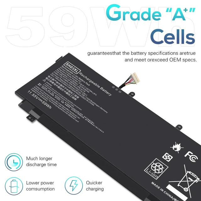 Alt view image 3 of 7 - SH03XL Laptop Battery for HP Spectre X360 13-W023DX 13-AC001NA 13-AC013DX 13-AC033DX 13-AC037TU 13-AC052NA 13-W013DX 13-W031NG 13-W002NG 13-W003NG Series HSTNN-LB7L TPN-Q178 859026-421 901308-421