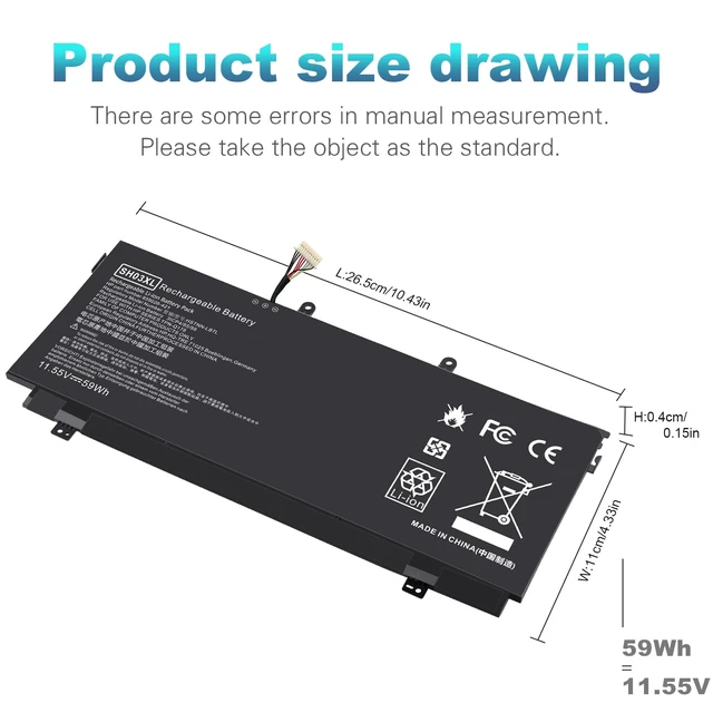 Alt view image 2 of 7 - SH03XL Laptop Battery for HP Spectre X360 13-W023DX 13-AC001NA 13-AC013DX 13-AC033DX 13-AC037TU 13-AC052NA 13-W013DX 13-W031NG 13-W002NG 13-W003NG Series HSTNN-LB7L TPN-Q178 859026-421 901308-421
