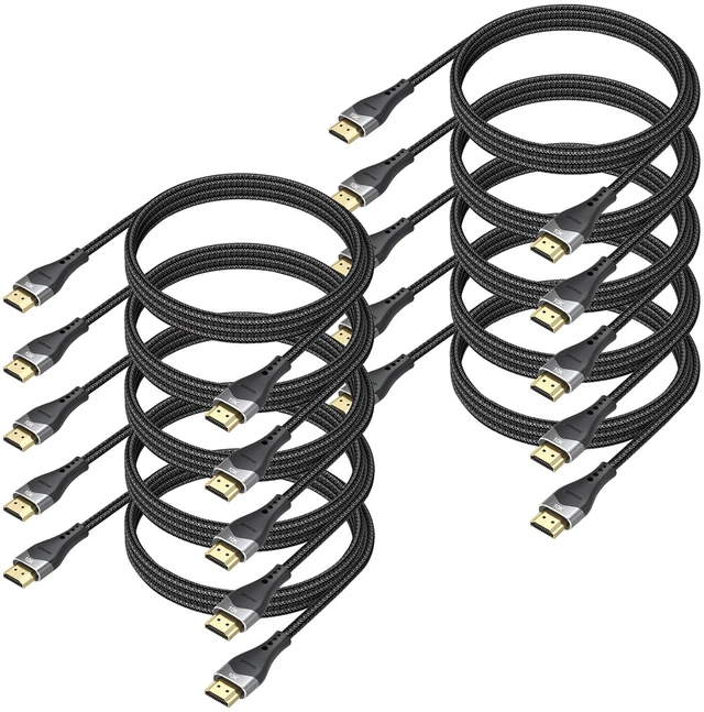 Main image of HDMI Cable 4FT 10-Pack 10K 8K 4K, HDMI 2.1 Cable 48Gbps Ultra High Speed | HDMI Braided Cord 8K@60Hz, 4K@120Hz, eARC, HDR10+, HDCP2.3 for Laptop, Monitor, HDTV, Projector, PS5/PS4, Xbox