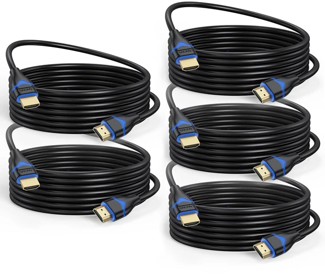 Main image of ApoJodly 4K HDMI Cable 12 FT 5-Pack, HDMI Cord 12 Foot High Speed | HDMI 2.0 Ultra HD 4K@60Hz, 2K@144Hz, 18Gbps, ARC, HDR, HDCP2.2, 3D Compatible with PS4/PS5, Monitor,Laptop,HDTV,Blu-ray,Xbox